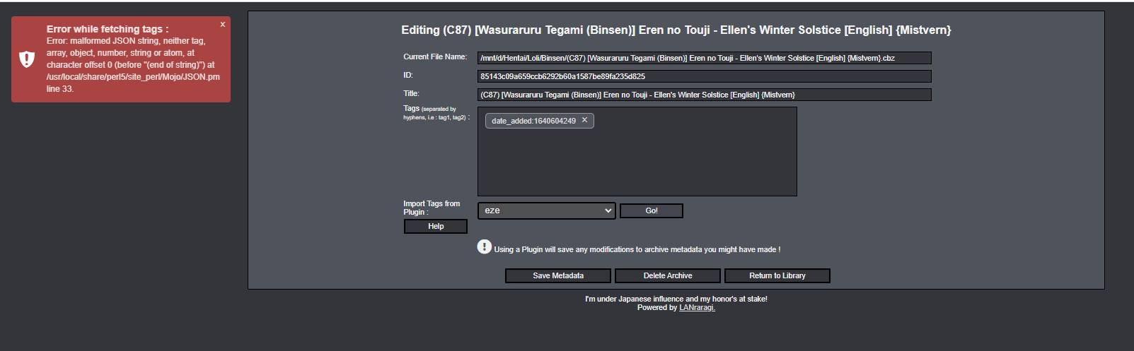 [bug] EZE plugin error malformed JSON string · Issue #571 · Difegue ...