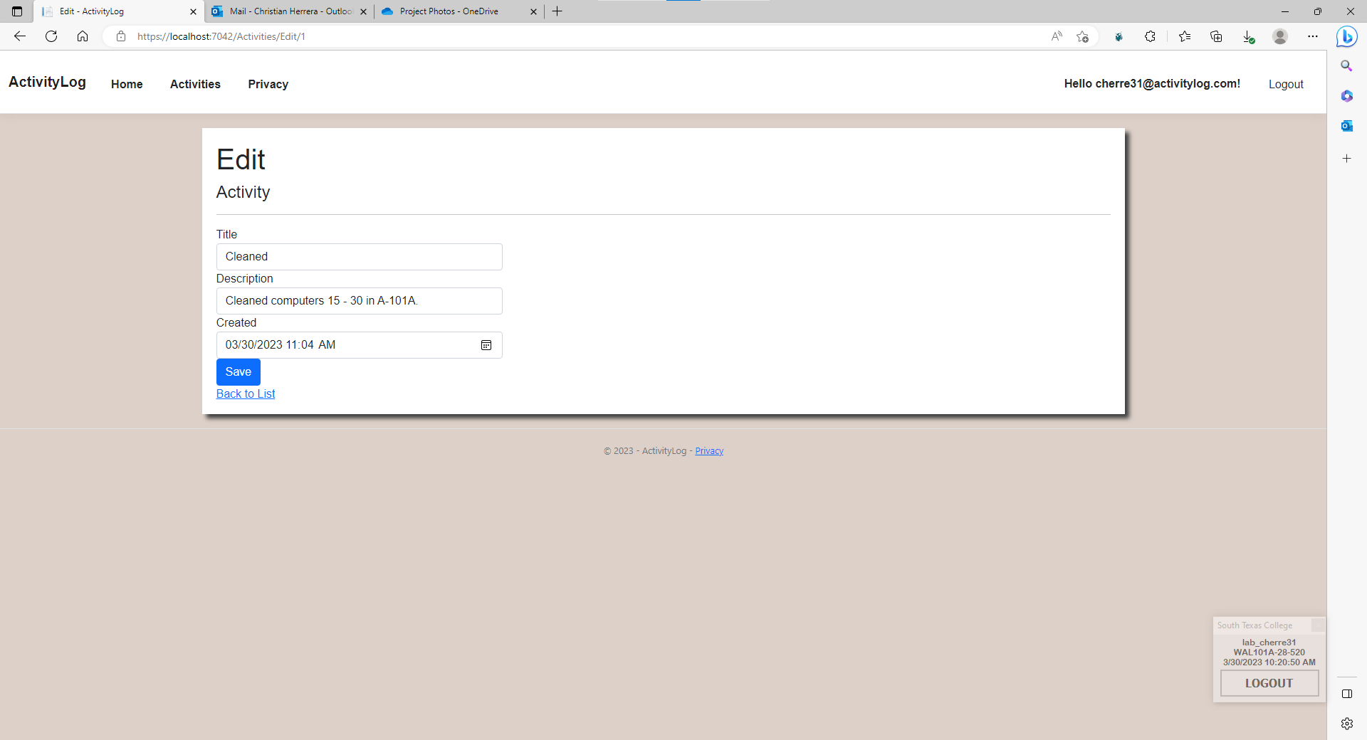 GitHub - cherre31/ActivityLog: ActivityLog Web Application that allows ...