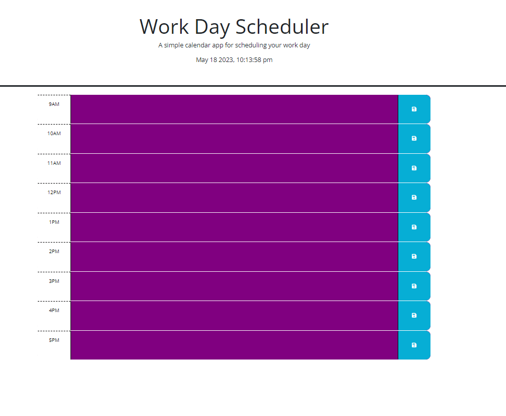 GitHub apresski22/workdayscheduler A simple calendar application