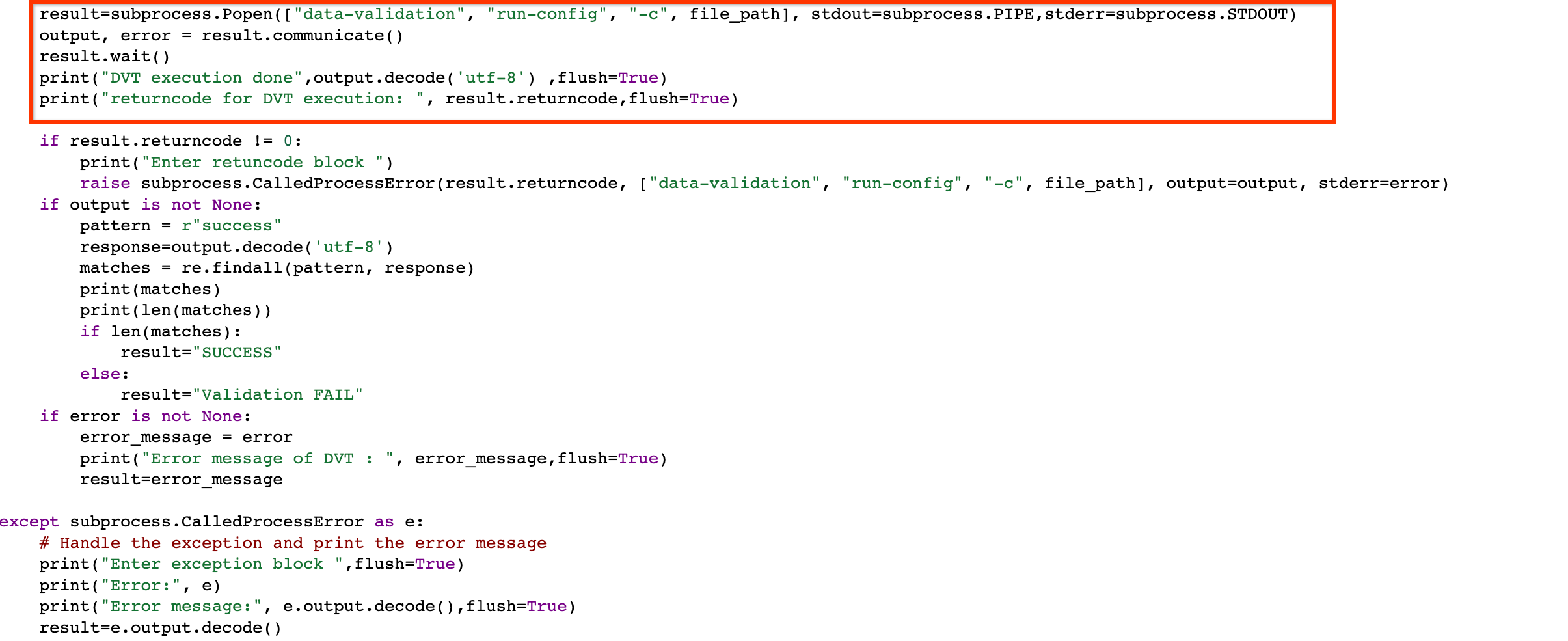 Incorrect Return code received while performing Count Validation- BQ vs ...