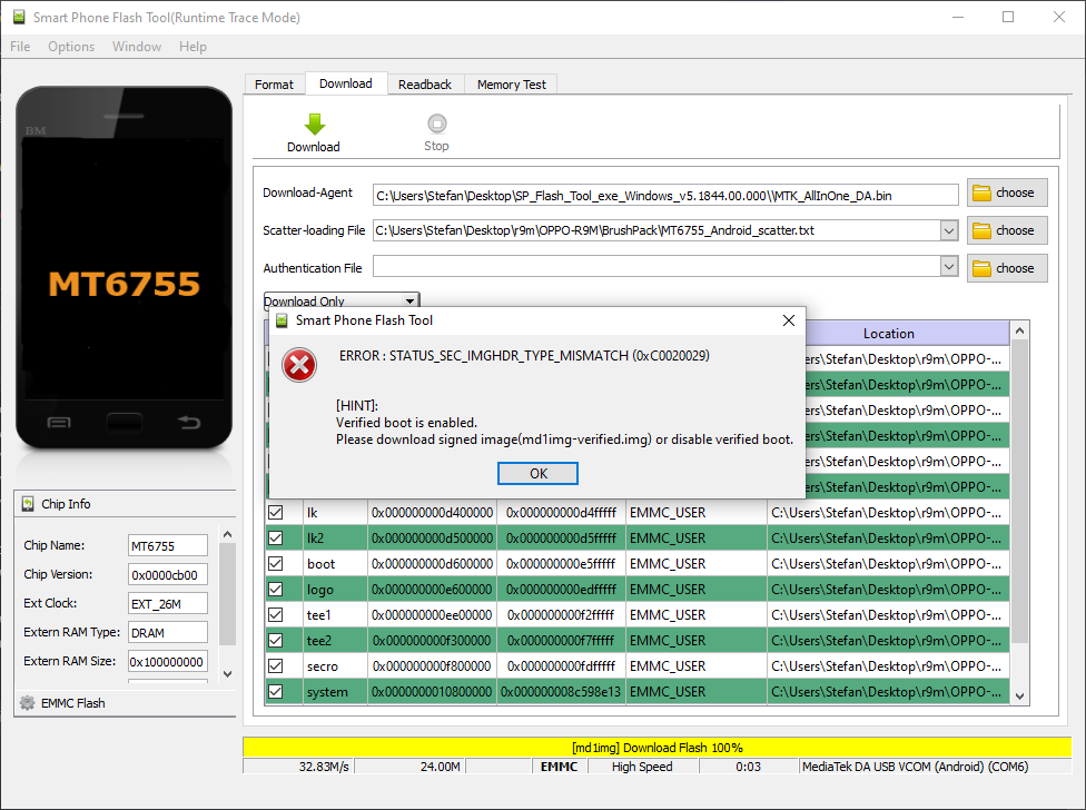 MT6755 stop after Found send_dword, dumping bootrom to bootrom_326.bin