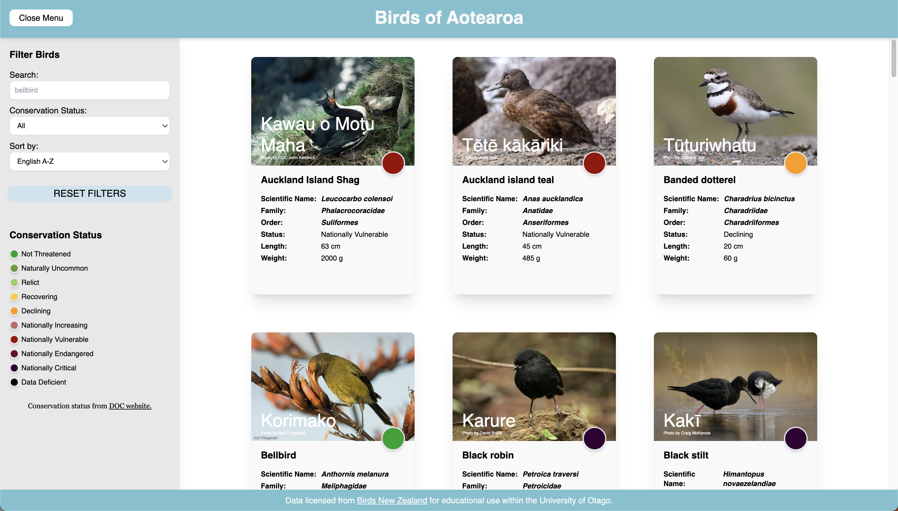 GitHub - jayteylee/Birds_of_Aotearoa_front-end: A dynamic web site ...