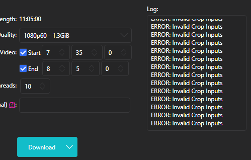 ERROR: Invalid Crop Inputs · Issue #654 · lay295/TwitchDownloader · GitHub