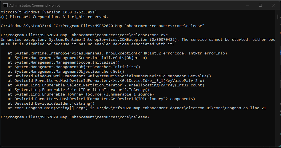 Backend server failed to start · Issue 361 · derekhe/msfs2020map