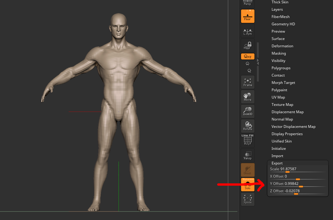 Position and scale change when exporting from ZBrush to Blender · Issue