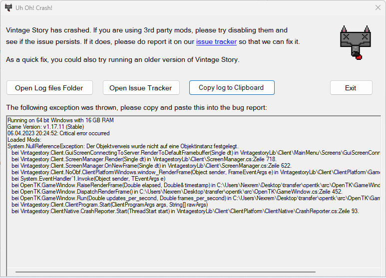 game crashes when joining server · Issue #2545 · anegostudios ...