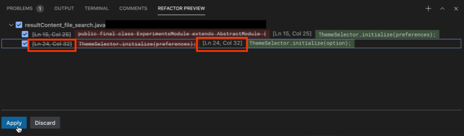 Refactor Preview: Line/Column numbers shown on Edits · Issue #165759 ...