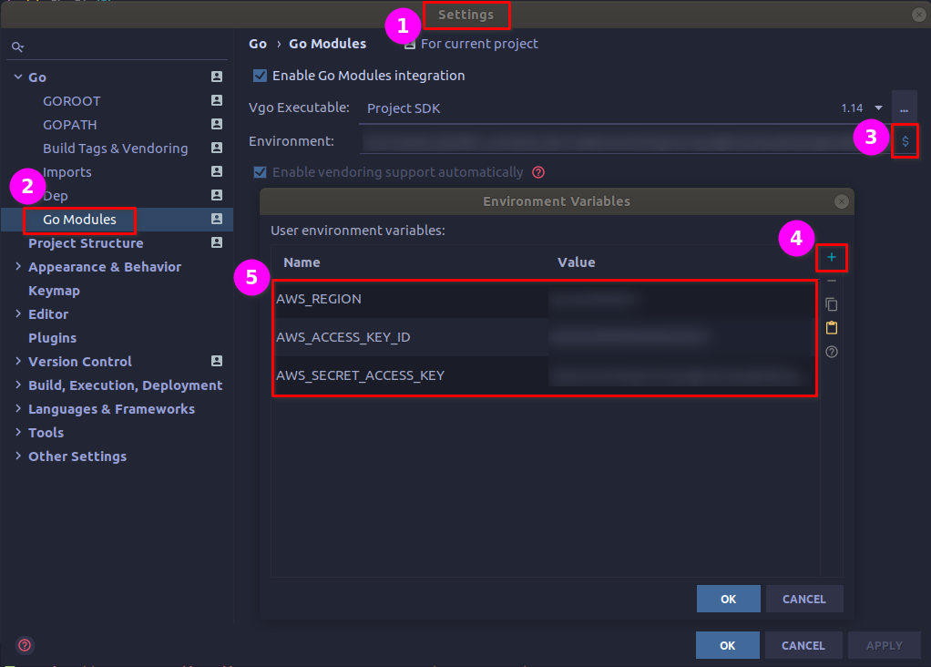 GoLand env variables