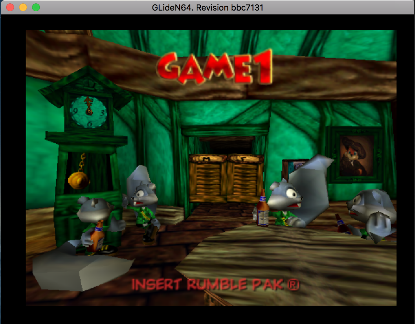 Conker's Bad Fur Day (USA) pub walls are green on Intel Iris Pro GPU