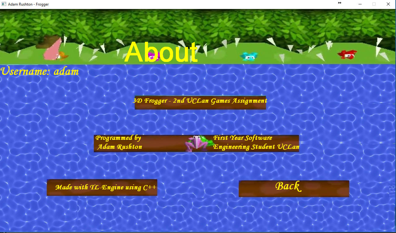 GitHub adamrushton/FroggerGame C++ using TL Engine