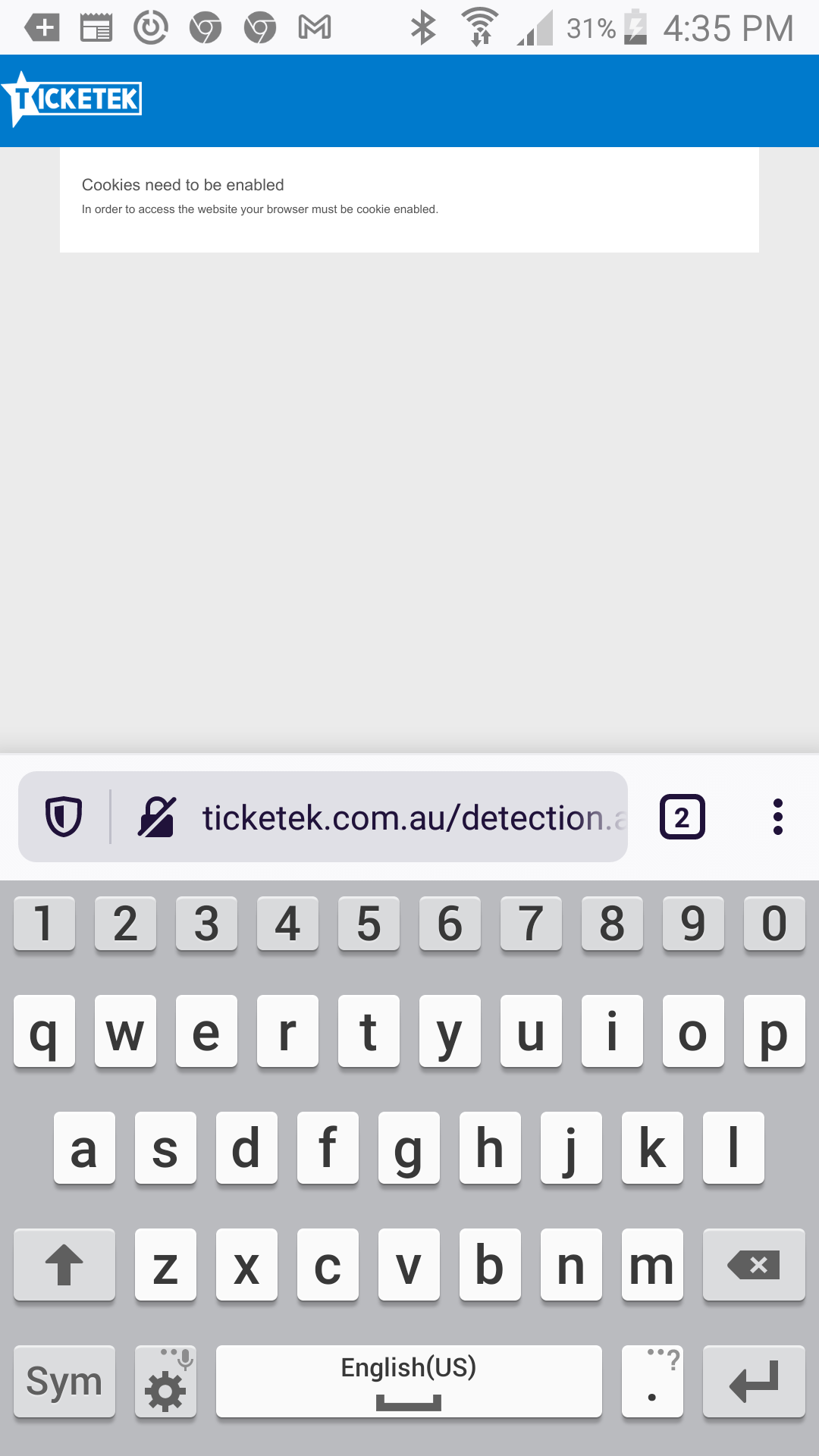 premier.ticketek.com.au - The page does not fill the screen · Issue