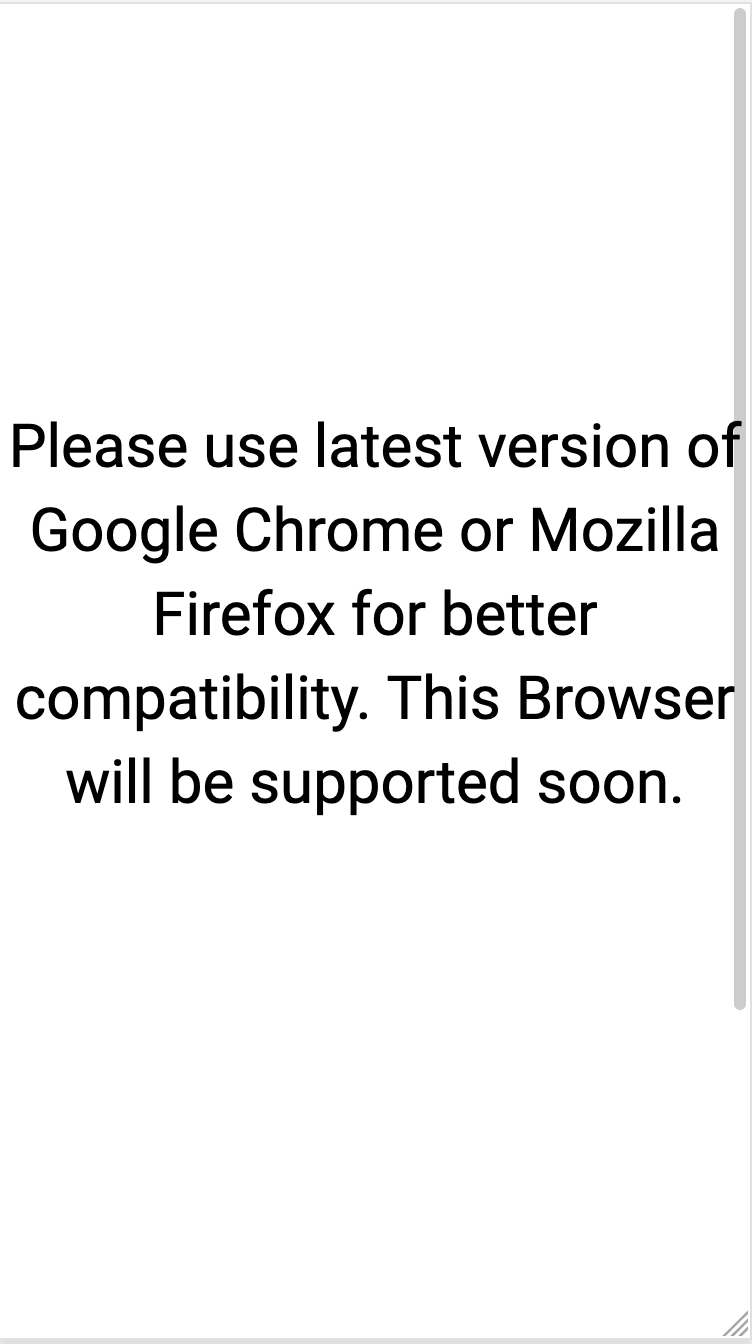 Unsupported Browser Message vistas296.examly.io - The page returns an
