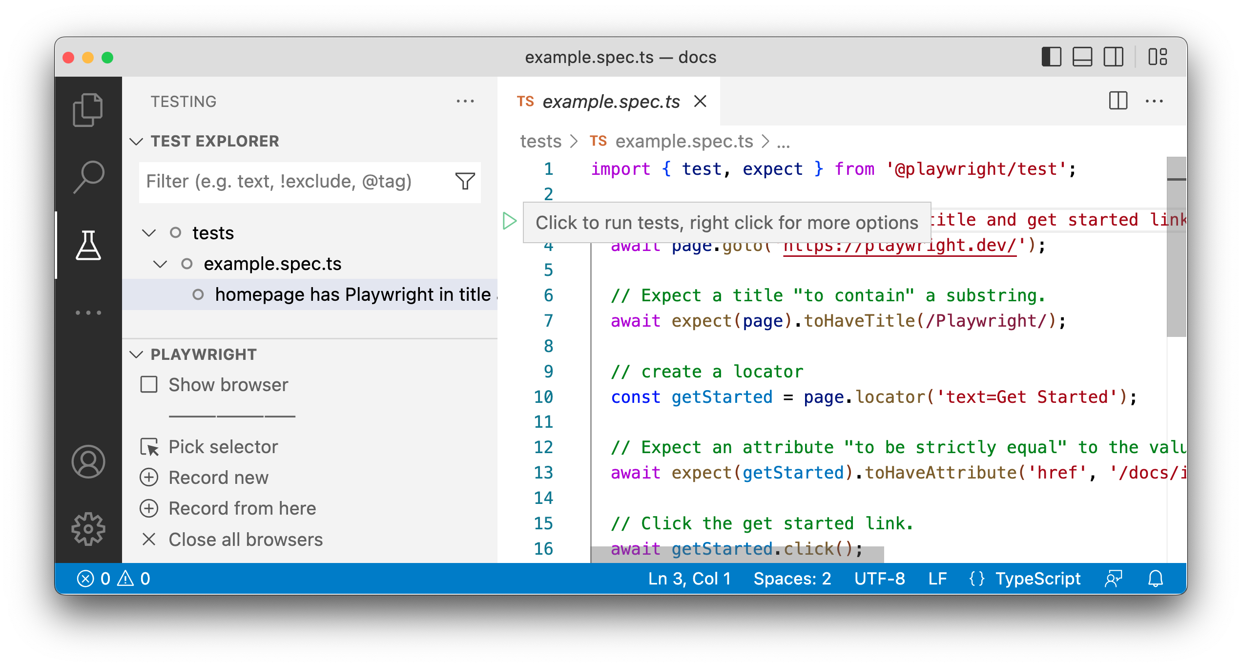 Running Tests in VS Code