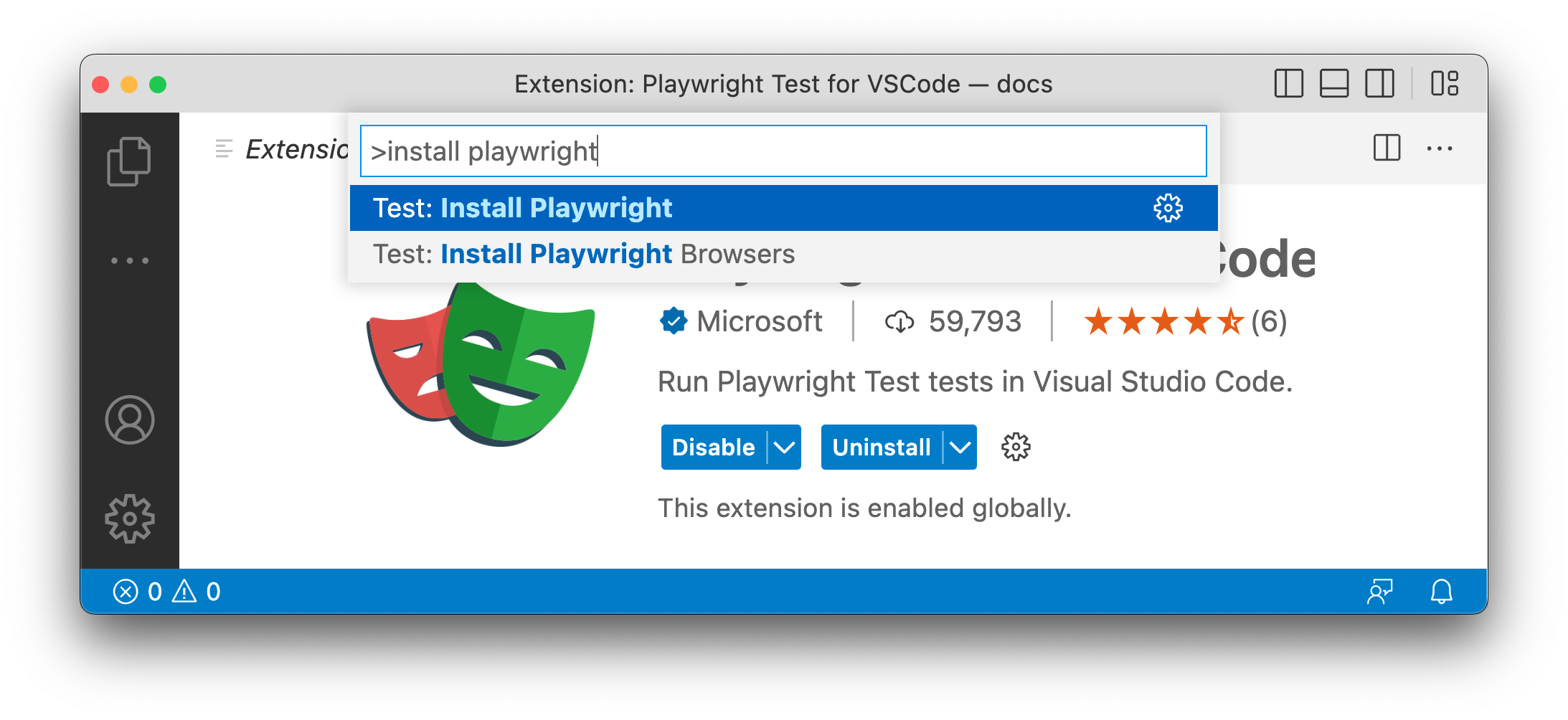 Install Playwright in VS code