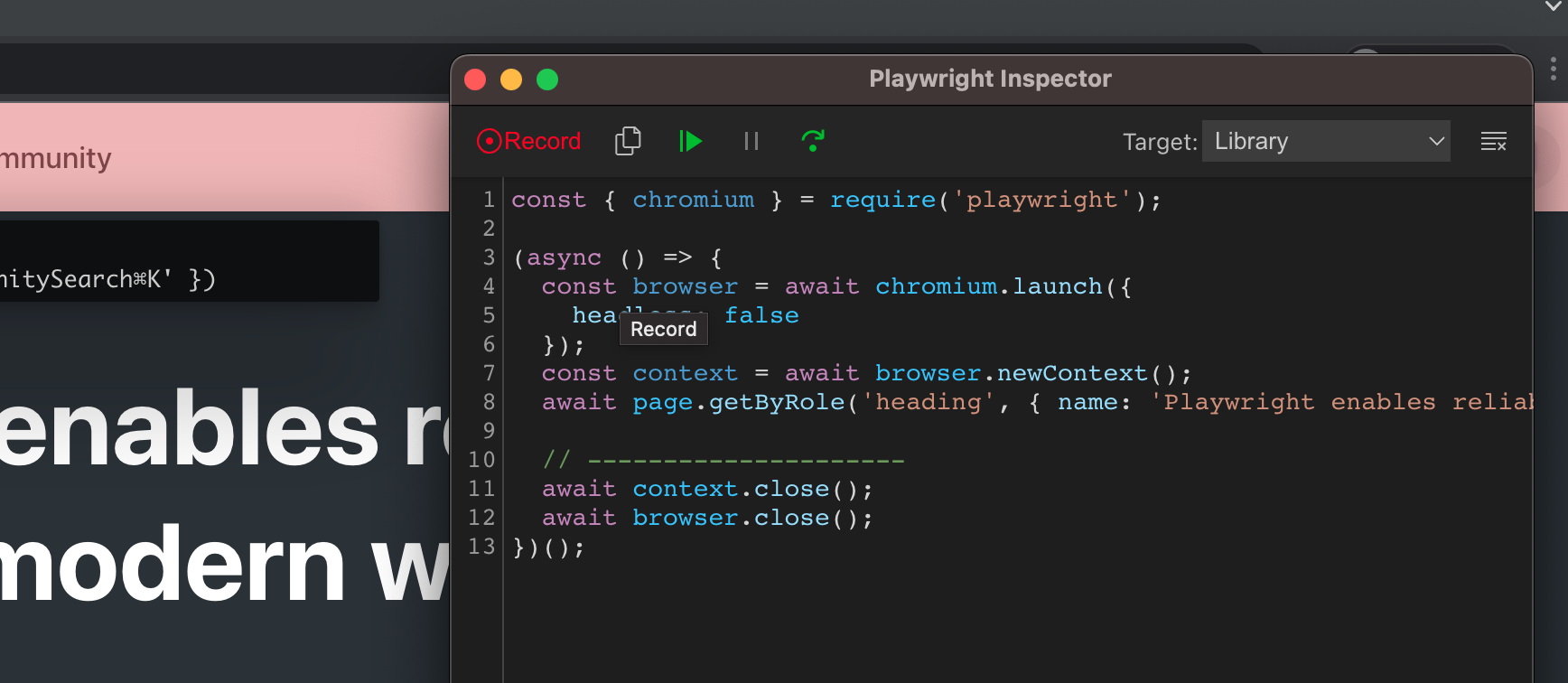 [BUG] record button defaults to target library when in debug mode ...