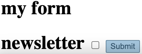 form with newsletter checkbox unchecked and submit button highlighted