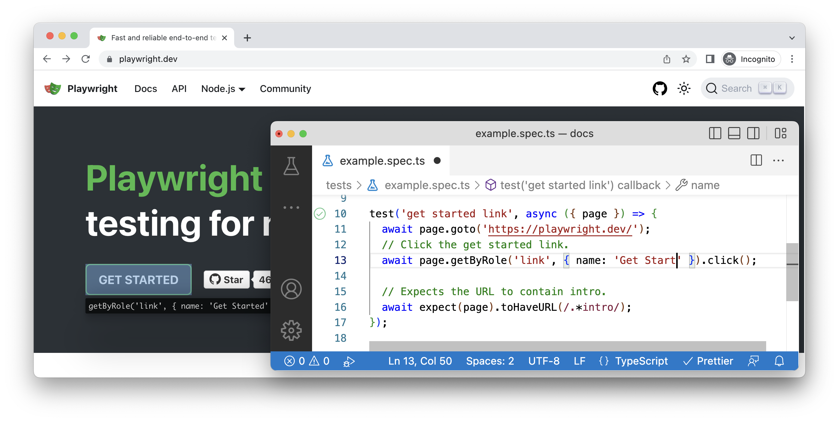 Live debugging locators in VS Code