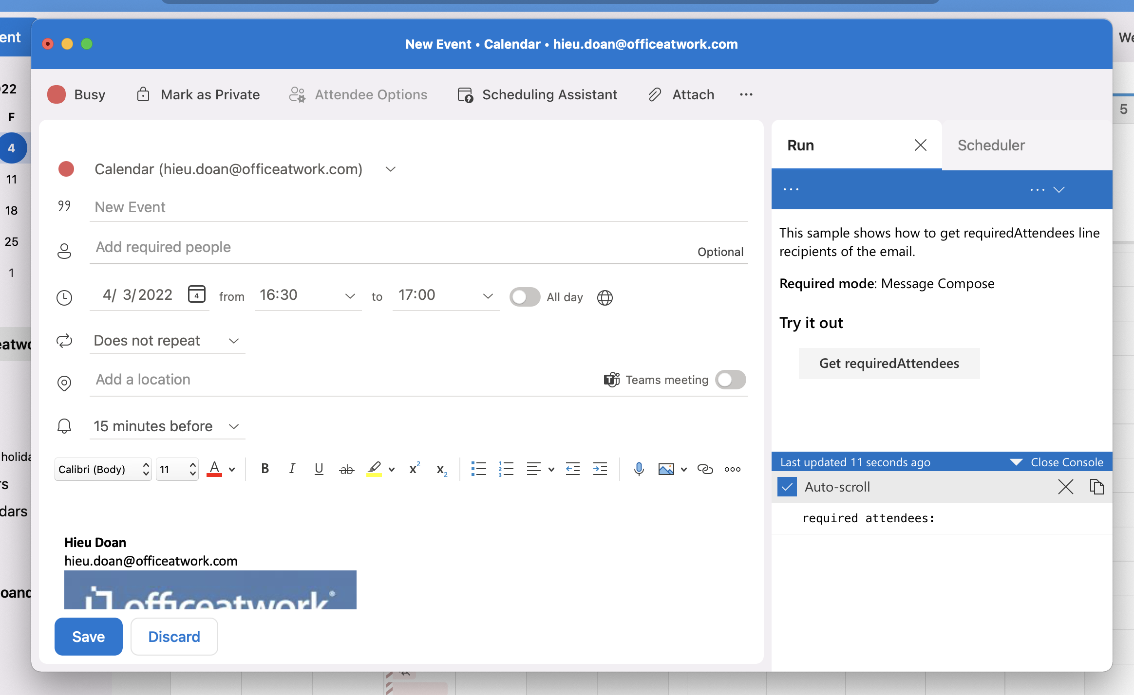  Outlook RequiredAttendees GetAsync Return Attendees Are