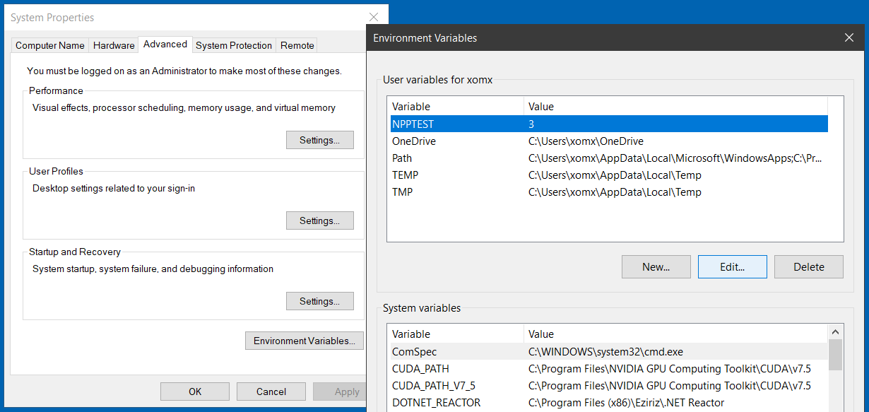 Cmd shell created by Notepad++ does not retrieve updated environment