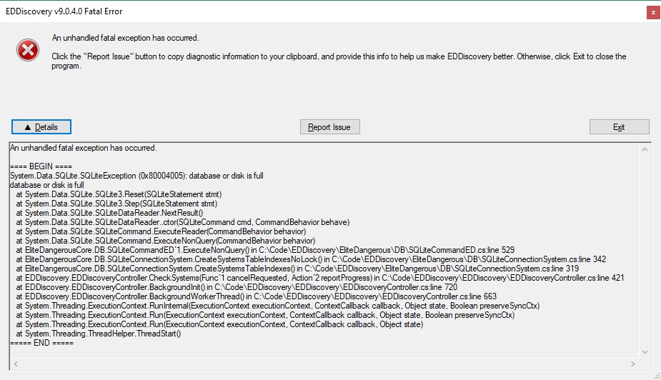 An unhandled fatal exception issue 1682 eddiscovery eddiscovery