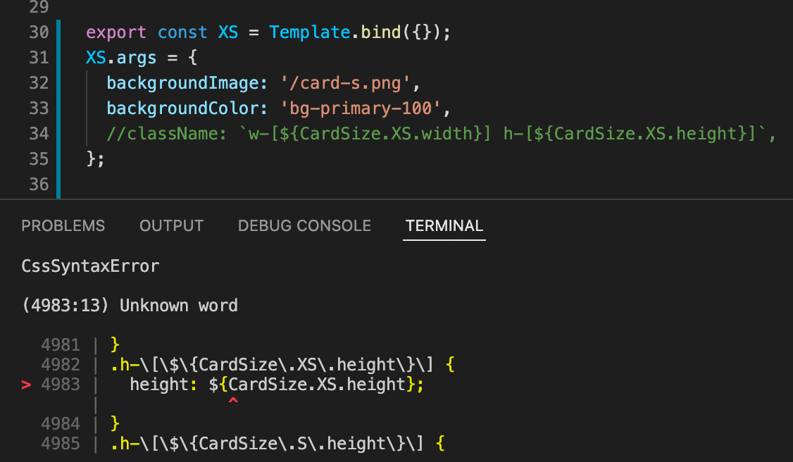 How to pass custom value using string literal? `w[{CardSize.XS.width