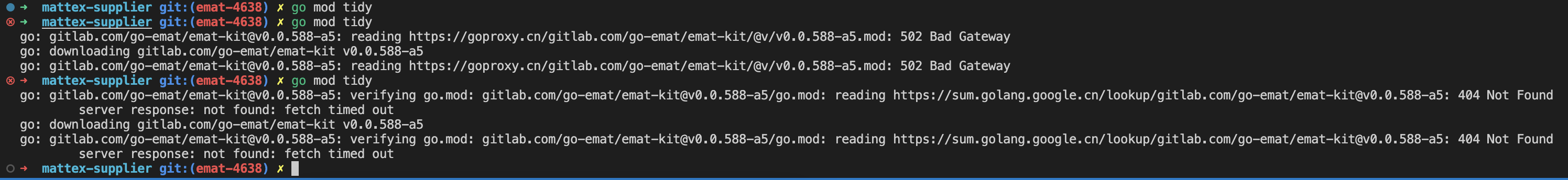 Run go mod tidy: 502 Bad Gateway · Issue #159 · goproxy/goproxy.cn · GitHub