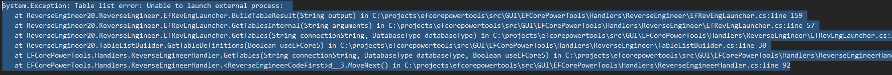 Table list error - EF Core Power Tools version: 2.4.140 · Issue #452 ...
