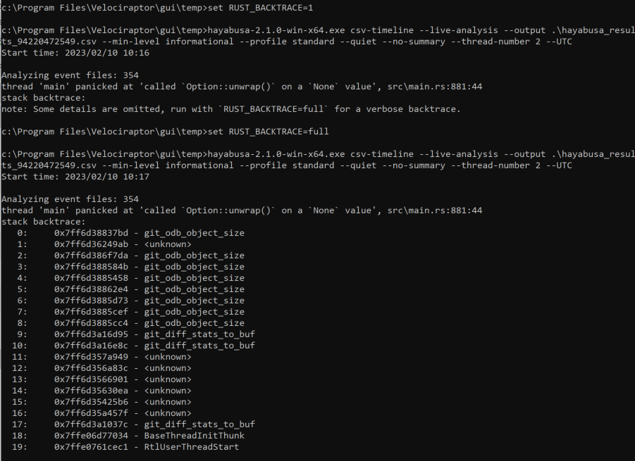 hayabusa-2.1.0-win-x64.exe Option::unwrap() panic · Issue #914 · Yamato ...