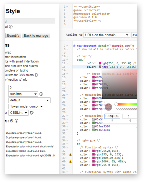 Style editor