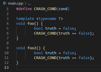 Variables used in a macro inside a template function don't get coloured ...
