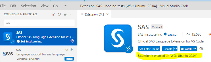 Cannot run SAS code in VSCode with extension if project is loaded in a ...