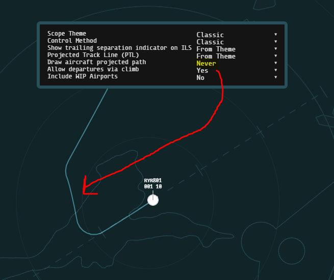 Aircraft projected path is drawn when set to 'never' · Issue #812 ...
