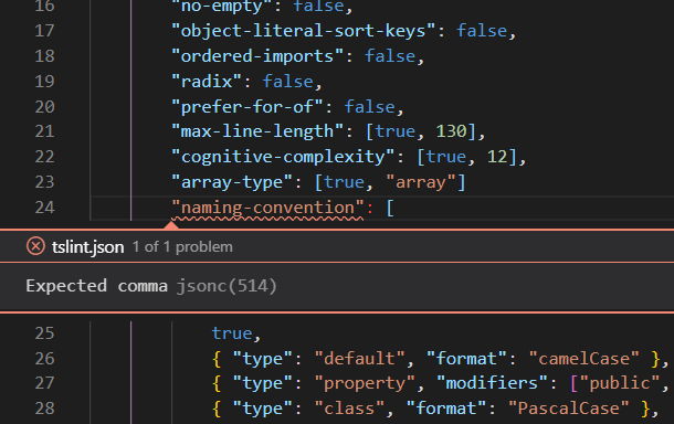 vscode should warn on bad tslint.json format · Issue #85537 · microsoft ... image.