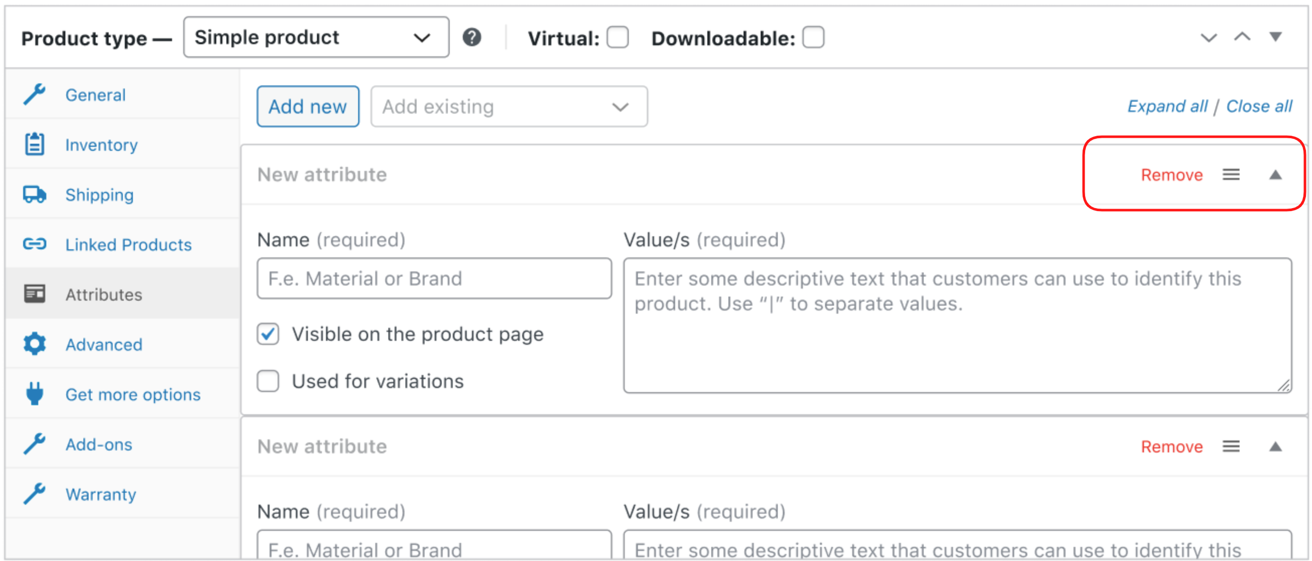 [Enhancement] Item controls for attribute creation are always visible
