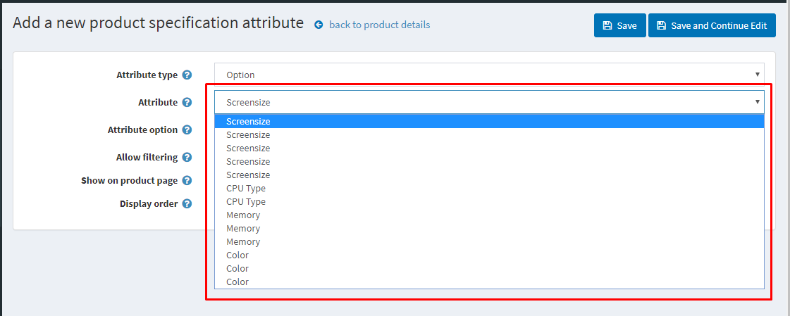 Duplicate specification attribute option at product edit page · Issue ...