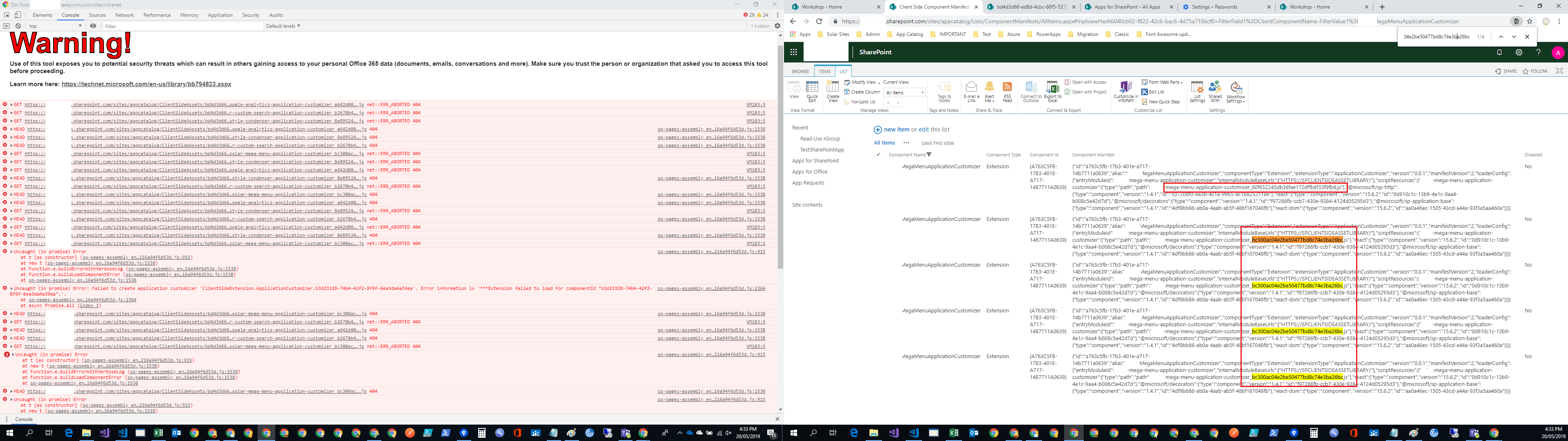 4 - extension state - Client Side Component Manifests - (the failure) - 20190520