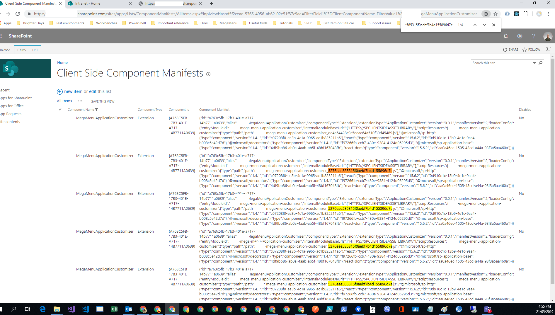 extension state - Client Side Component Manifests - 20190521