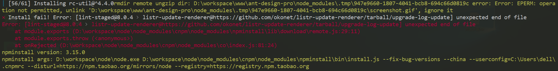 error:cannot download 'https: npm bootstrap@5.3.0 ... npm install 卡死了 · Issue #2833 · ant-design/ant-design-pro · GitHub