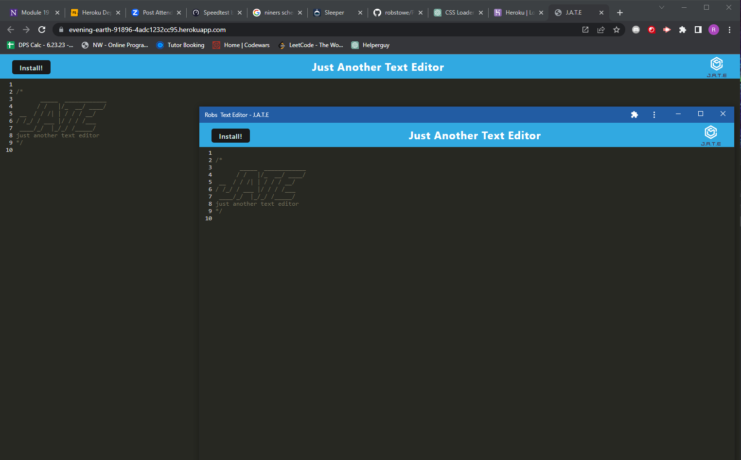 GitHub robstowe/PWA_Text_editor An online text editor created