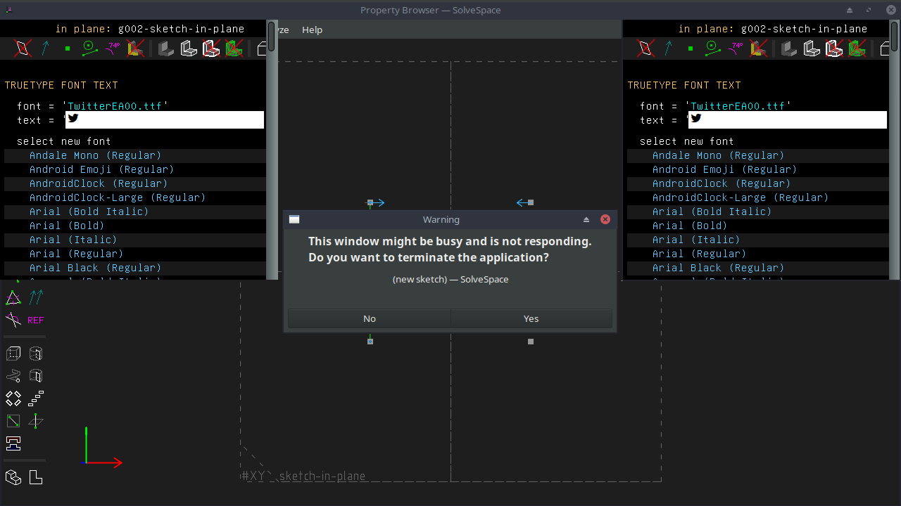 SolveSpace freeze on enter U+EA00 character for GNU Unifont Text ...