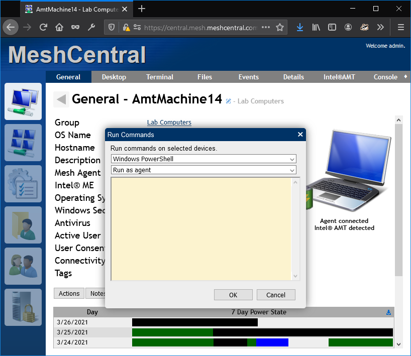 issue in Run command · Issue #2430 · Ylianst/MeshCentral · GitHub