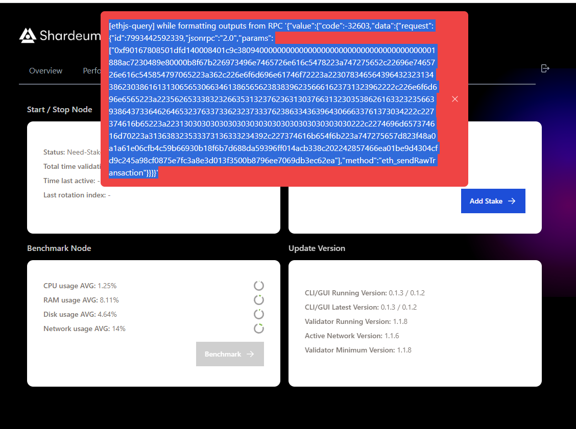 Validator Unstake Transaction Error `TypeError Cannot read properties of undefined (reading