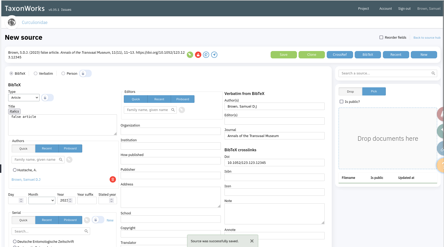 [Bug]: Unable to delete DOI from a source · Issue #3601 ...