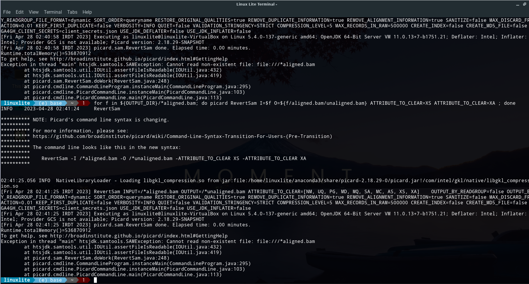 CONVERT BAM TO U-BAM Error · Issue #1872 · broadinstitute/picard · GitHub