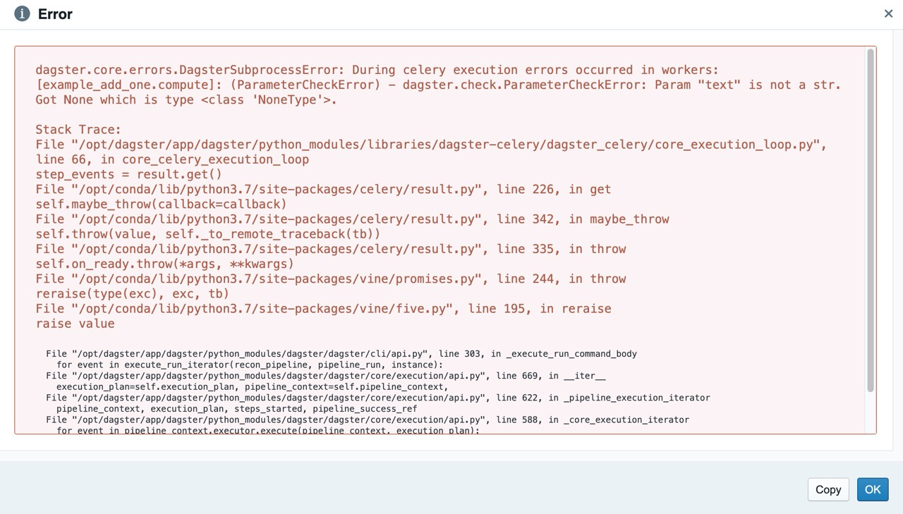 dagster_celery_docker fails to receive stderr from container · Issue