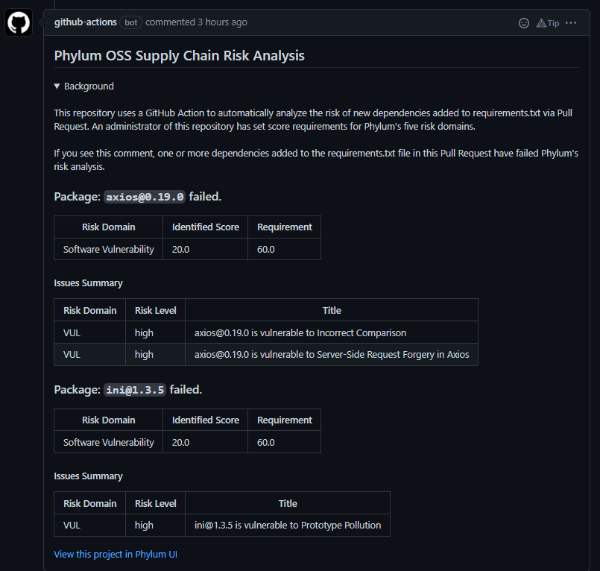GitHub - peterjmorgan/phylum-analyze-pr-action: GitHub Action to ...