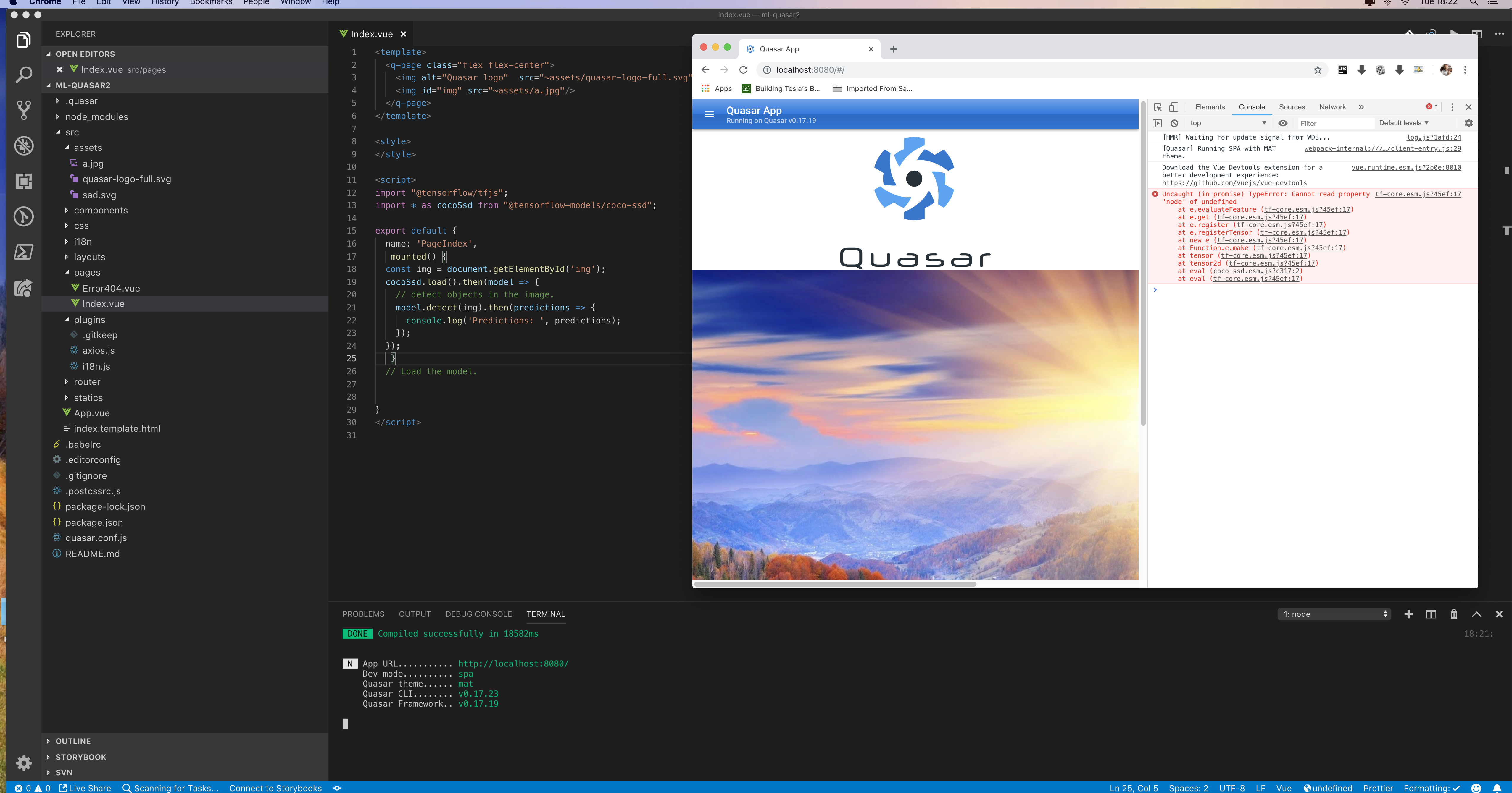 Machine Learning application based on TensorFlow library on Quasar ...