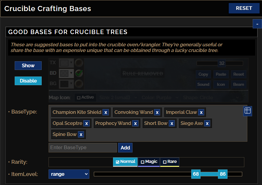 FilterBlade Resetting appearance on disabled by default rule also redisables rule · Issue 247