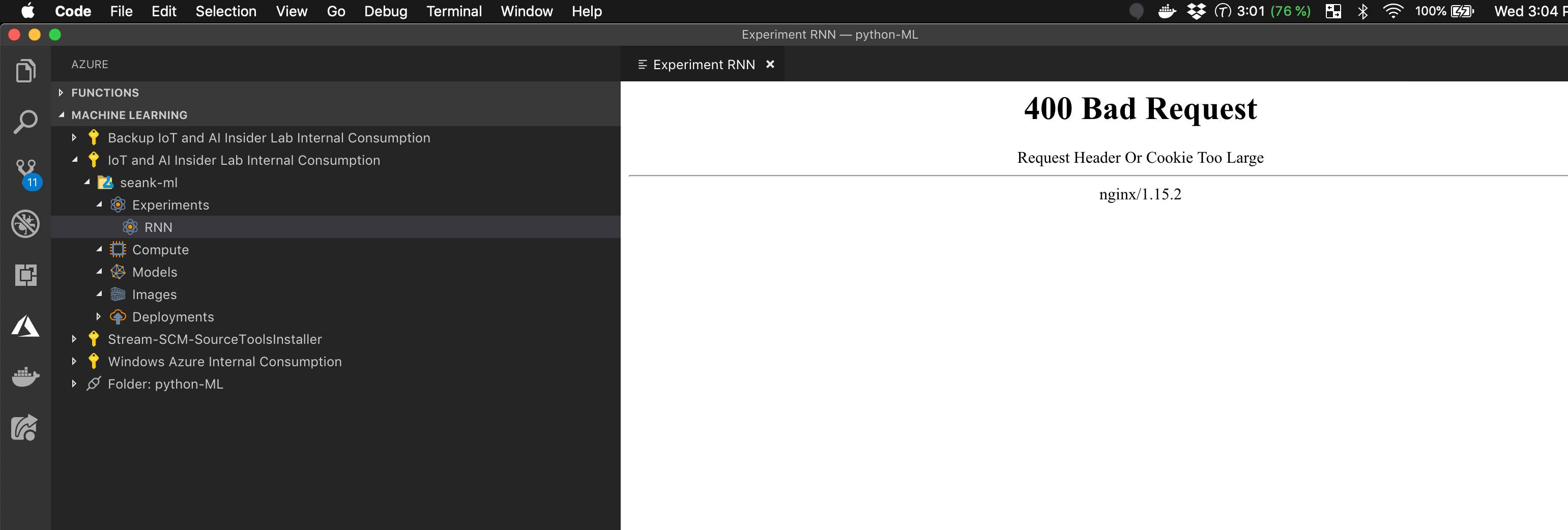 400 Bad Request viewing experiment · Issue #80 · microsoft/vscode-tools ...